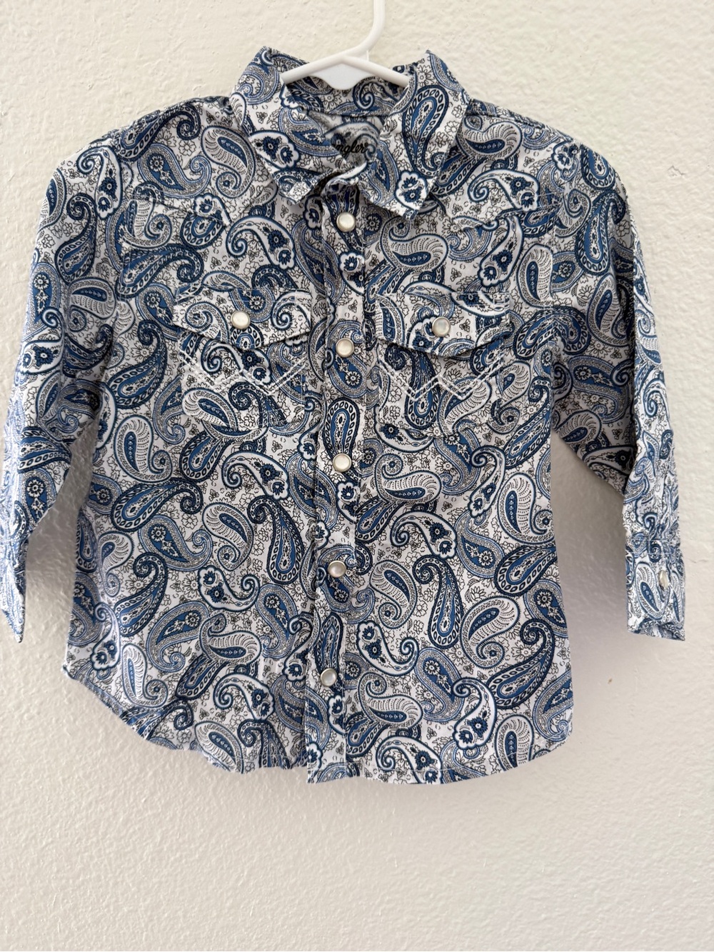 Wrangler Baby Blue Paisley Western Pearl Snap Shirt - Picture 1 of 3
